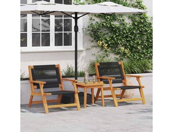 vidaXL Tuin Relax Stoel 2 st Zwart Massief Acaciahout