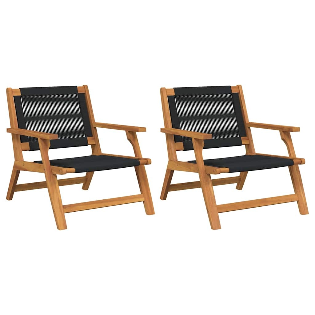 vidaXL Tuin Relax Stoel 2 st Zwart Massief Acaciahout