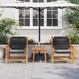 vidaXL Tuin Relax Stoel 2 st Zwart Massief Acaciahout