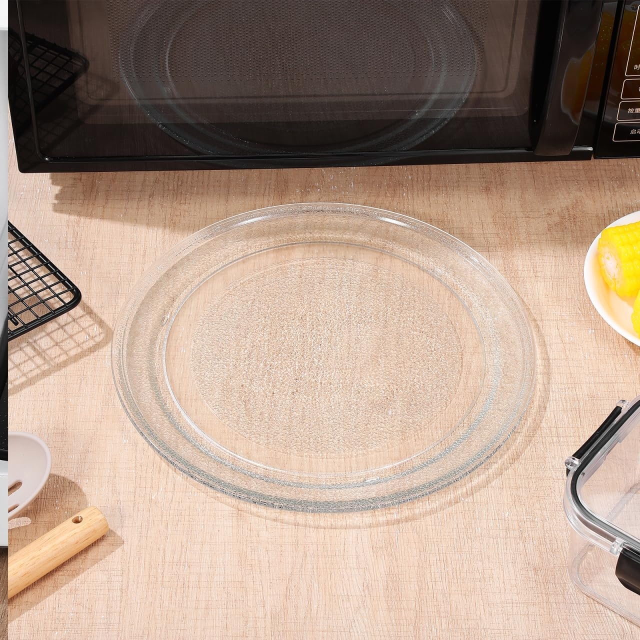 Angoily Draaiplateau van glas 25,5 cm voor magnetron, hittebestendig, onbreekbaar, vervangende draaiplaat, gemakkelijk te reinigen