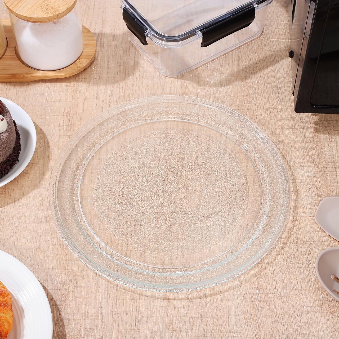 Angoily Draaiplateau van glas 25,5 cm voor magnetron, hittebestendig, onbreekbaar, vervangende draaiplaat, gemakkelijk te reinigen