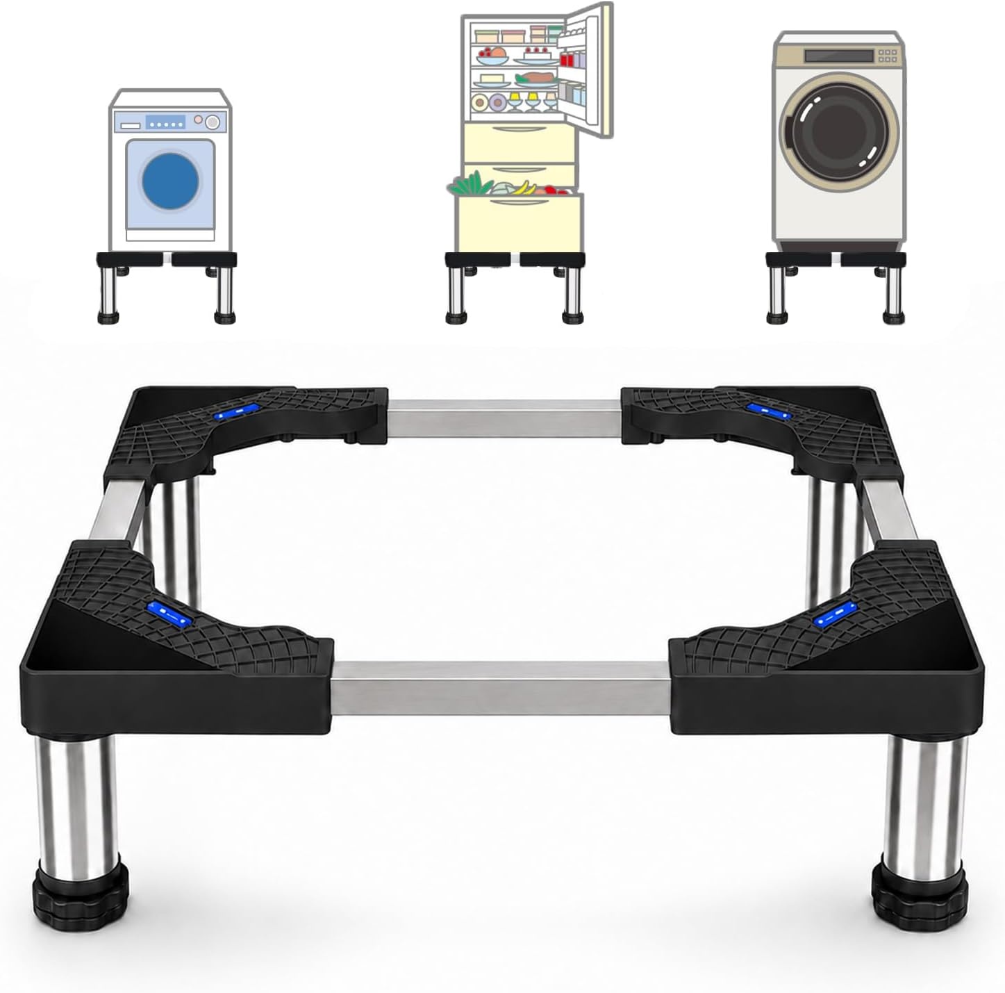 Wasmachine-onderstel, wasmachinekast, voetstuk voor koelkast, droger en vriezer, berenbelasting, 150 kg, verstelbare breedte hoogte (40-60 cm, 13-16 cm)
