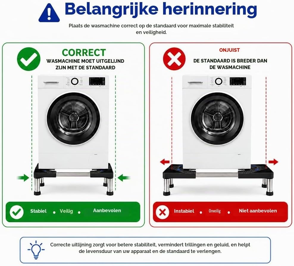 Wasmachine-onderstel, wasmachinekast, voetstuk voor koelkast, droger en vriezer, berenbelasting, 150 kg, verstelbare breedte hoogte (40-60 cm, 13-16 cm)