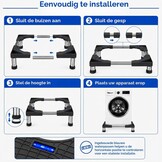 Wasmachine-onderstel, wasmachinekast, voetstuk voor koelkast, droger en vriezer, berenbelasting, 150 kg, verstelbare breedte hoogte (40-60 cm, 13-16 cm)