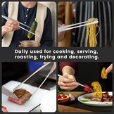 Hotec Barbecue-tang roestvrij staal, lang, 30 cm, keukenpincet, kookpincet, roestvrij staal, geschikt als professionele tang voor koken grillen en bakken, set van 2