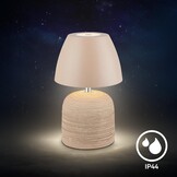 BRILONER - Led-tafellamp, draadloos, IP44 met touch, dimbaar, keramische voet, bedlampje, leeslamp, led-lamp, decoratieve lamp, tafellamp, acculamp, buitenlamp, 13,5 x 22 cm, beige