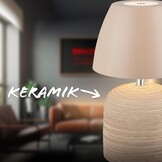 BRILONER - Led-tafellamp, draadloos, IP44 met touch, dimbaar, keramische voet, bedlampje, leeslamp, led-lamp, decoratieve lamp, tafellamp, acculamp, buitenlamp, 13,5 x 22 cm, beige
