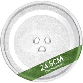Magnetronbord, glas, 24,5 cm, magnetronbord, draaiplateau, glazen bord, magnetronaccessoires, reservedraaiplateau met 3 bevestigingen voor magnetron met ronde standaard