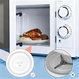 Magnetronbord, glas, 24,5 cm, magnetronbord, draaiplateau, glazen bord, magnetronaccessoires, reservedraaiplateau met 3 bevestigingen voor magnetron met ronde standaard