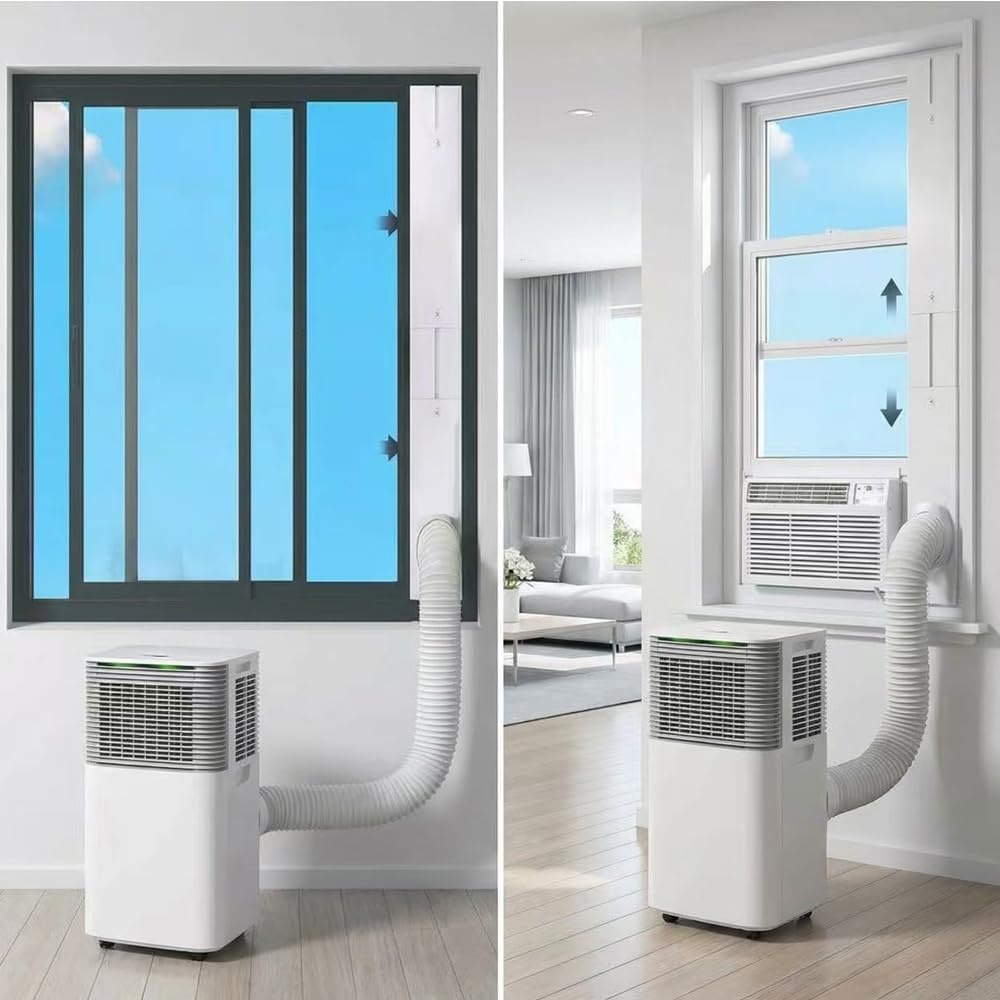 Raamafdichting airconditioningplaat voor mobiele airconditioners, 4 stuks raamairconditioning, afdichtingsset, raamdoorvoer airconditioning, voor airconditioning, afvoerslang 150 mm voor schuiframen