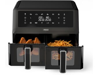 Princess XXL airfryer met dubbele mand - 11 L - BPA- en PFAS-vrij - Gesynchroniseerd kookuiteinde - 8 programma's - Kijkvenster - 2400 W - 182276