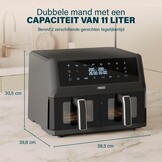 Princess XXL airfryer met dubbele mand - 11 L - BPA- en PFAS-vrij - Gesynchroniseerd kookuiteinde - 8 programma's - Kijkvenster - 2400 W - 182276