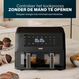 Princess XXL airfryer met dubbele mand - 11 L - BPA- en PFAS-vrij - Gesynchroniseerd kookuiteinde - 8 programma's - Kijkvenster - 2400 W - 182276