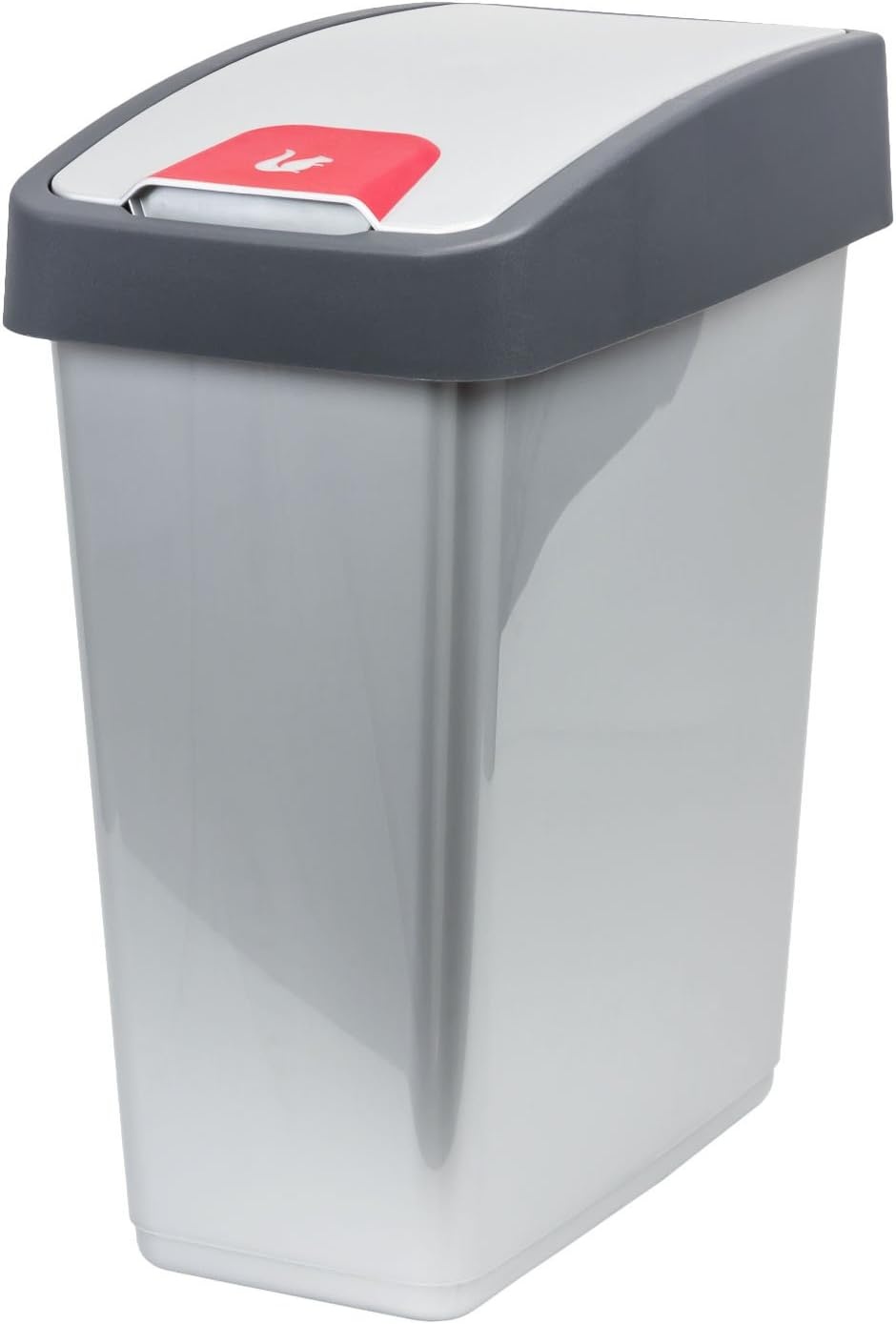 keeeper Premium afvalbak, vuilnisbak met klepdeksel, soft-touch, 45 l, Magne, zilver