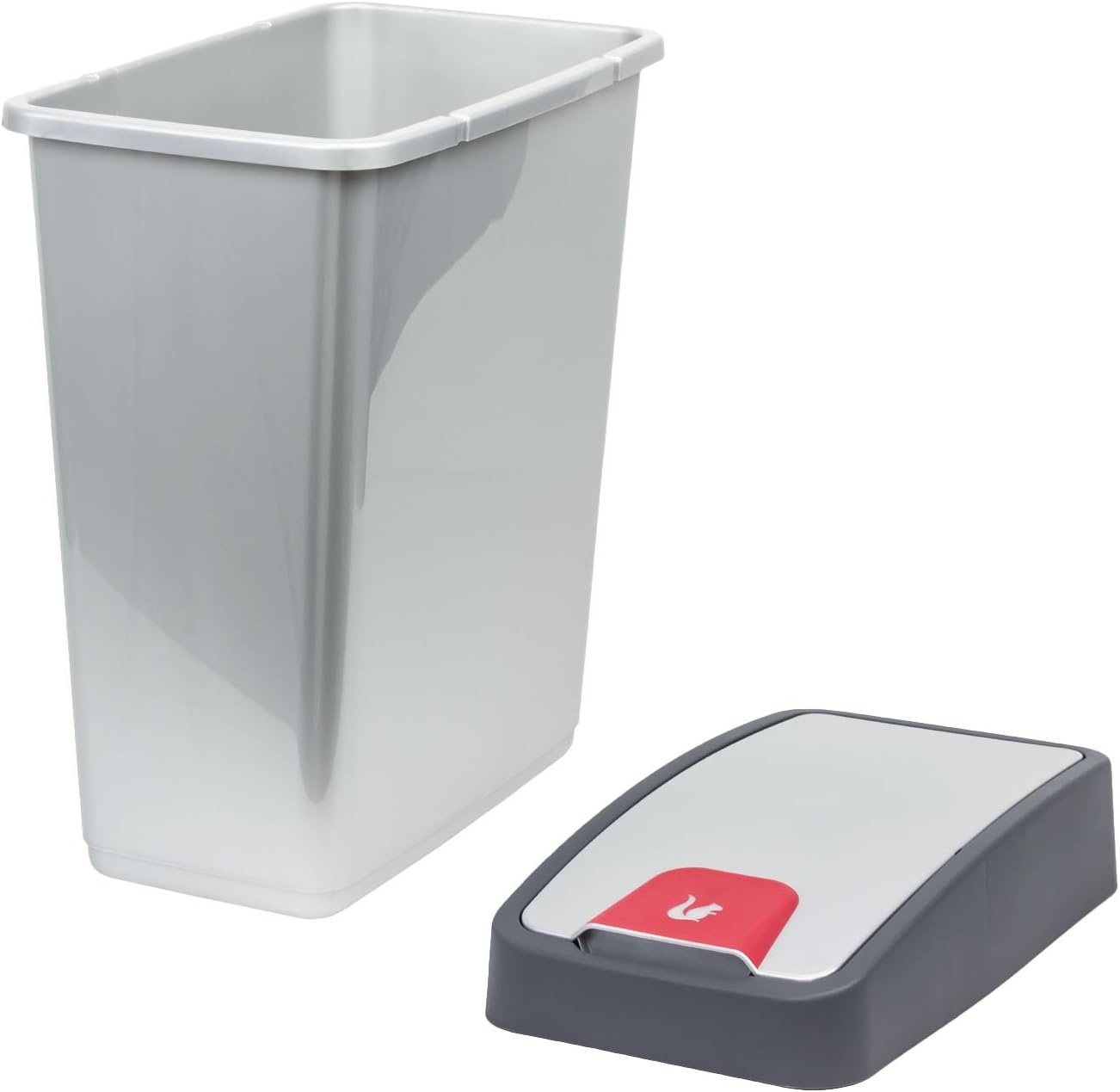keeeper Premium afvalbak, vuilnisbak met klepdeksel, soft-touch, 45 l, Magne, zilver