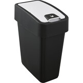 keeeper Premium afvalbak, vuilnisbak met klepdeksel, soft-touch, 45 l, Magne, zilver