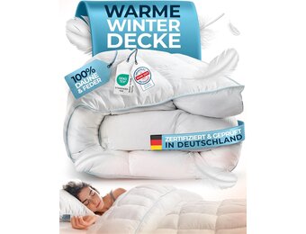 Glückstoff Winterdekbed van veren en dons, 200 x 200 cm, gecertificeerd in Duitsland, dik dekbed, winter, wasbaar, warm donsdekbed, allergie, slaapdeken, extra warm, dekbedovertrek