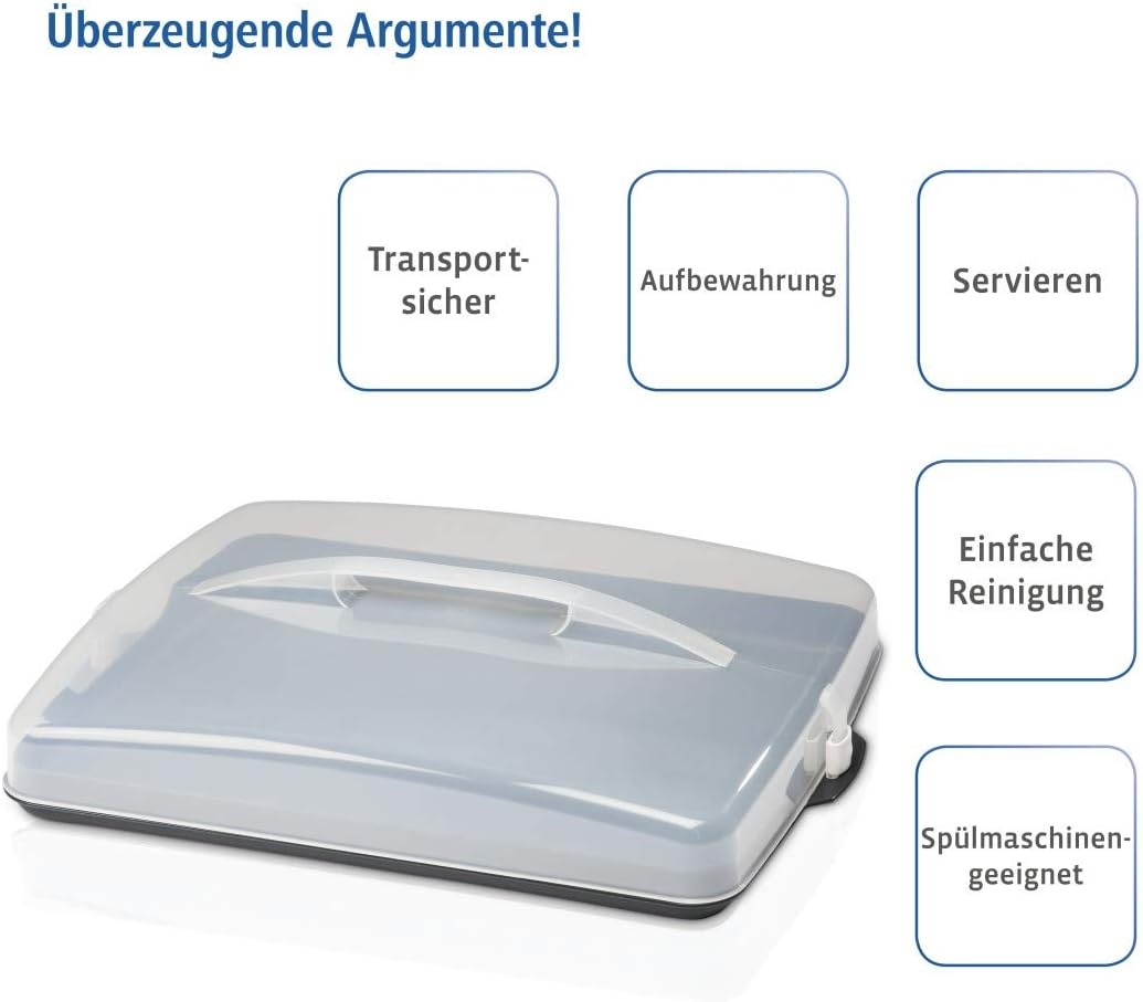 Xavax Rechthoekige Taart- en Cake Transportbox 43 x 34 cm Antraciet/Transparant