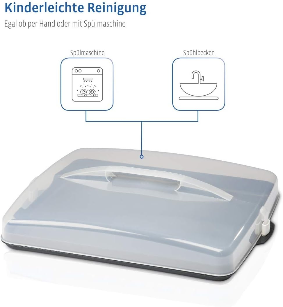 Xavax Rechthoekige Taart- en Cake Transportbox 43 x 34 cm Antraciet/Transparant