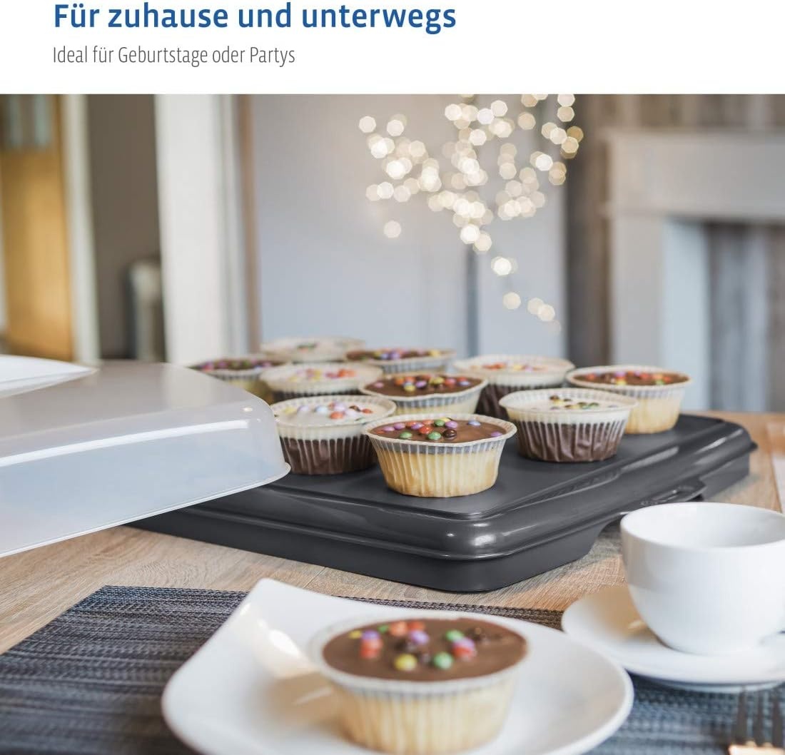 Xavax Rechthoekige Taart- en Cake Transportbox 43 x 34 cm Antraciet/Transparant