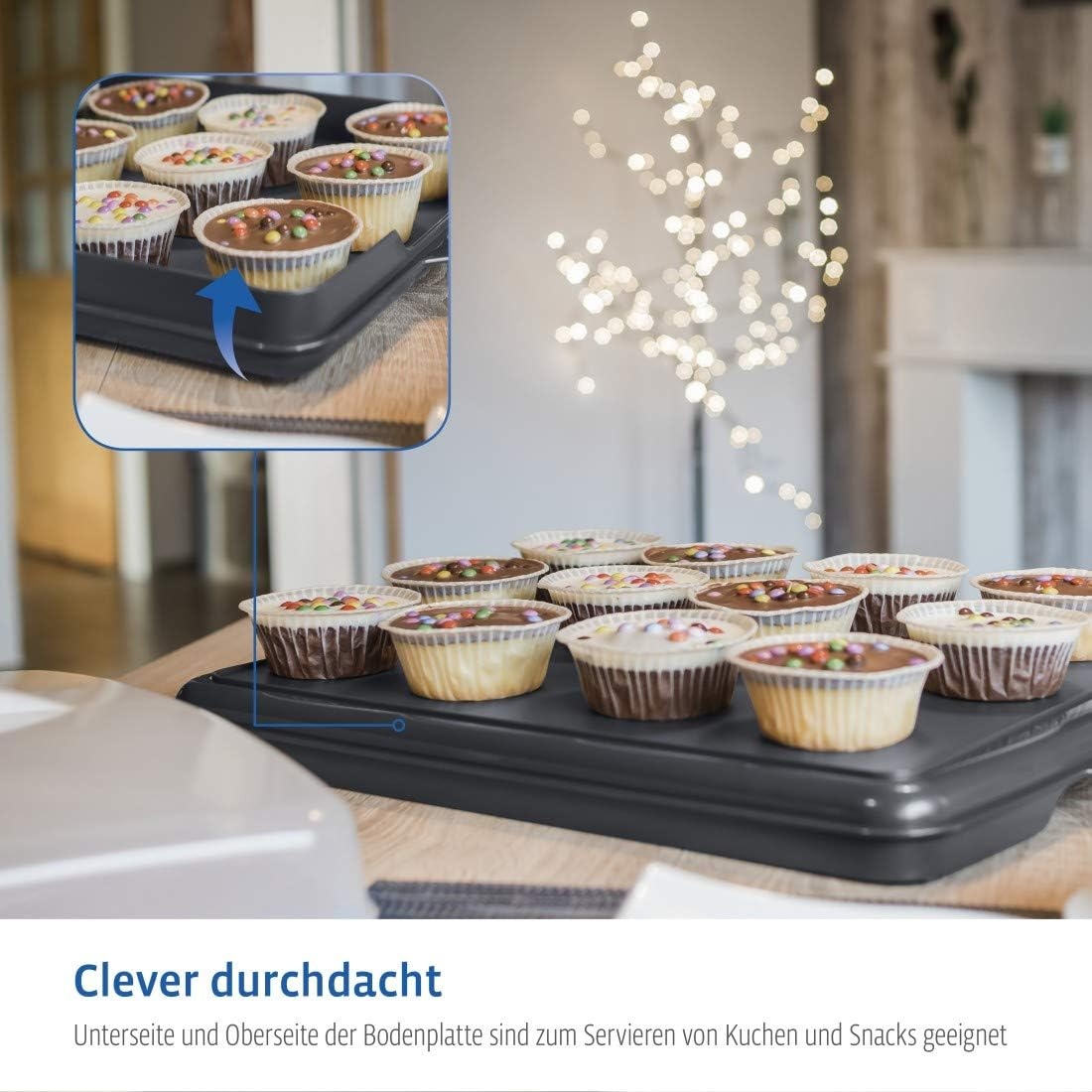 Xavax Rechthoekige Taart- en Cake Transportbox 43 x 34 cm Antraciet/Transparant