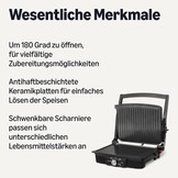 Amazon Basics Contactgrill - 2000 Watt - Met temperatuurregeling en anti-aanbaklaag - Zwart
