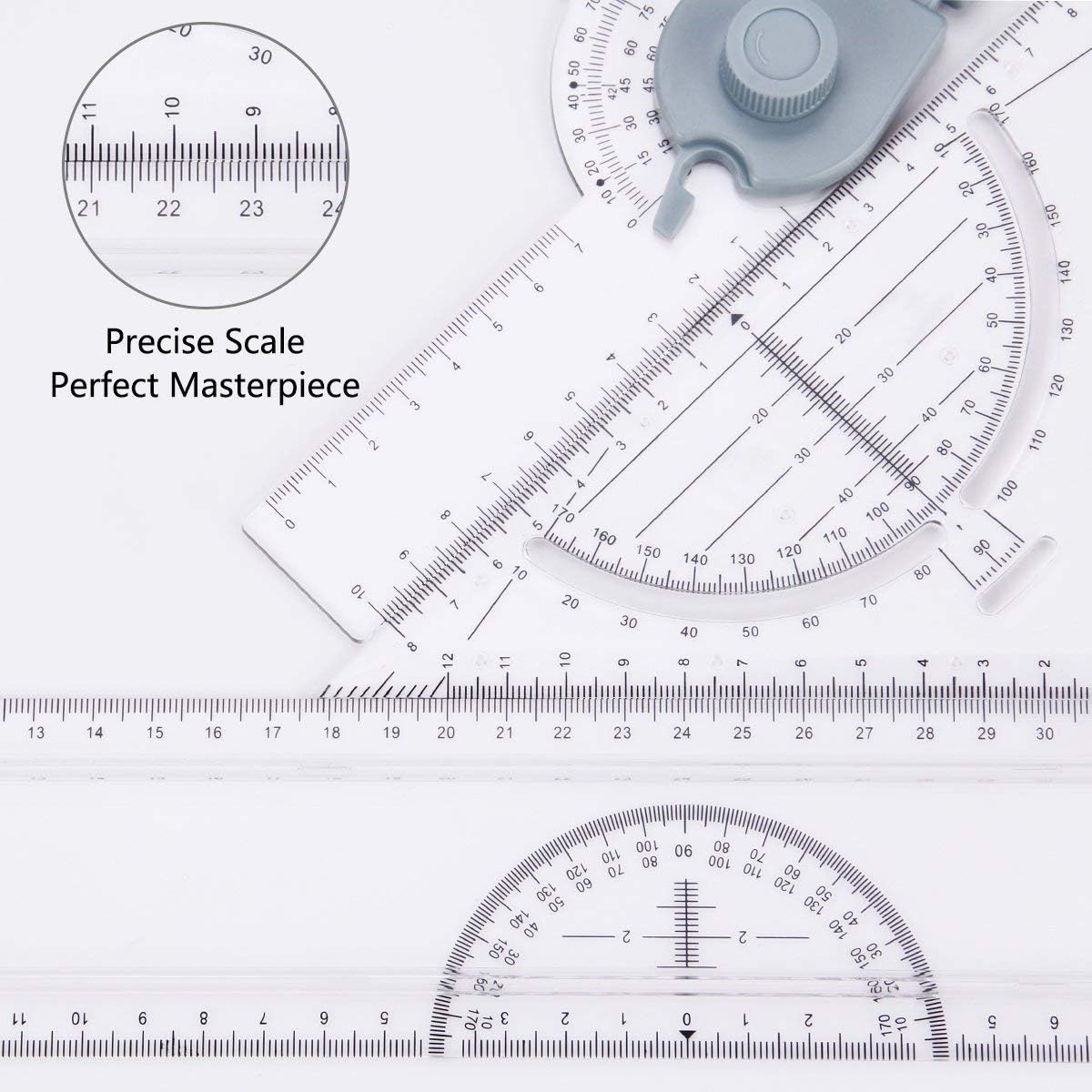 Preciva A3 tekentafel, A3 tekentafel, technische tekentafel metrisch systeem 51 x 36,5 cm, multifunctioneel tekentafelgereedschap met parallelle bewegingsaccessoires, verstelbare hoek