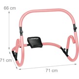 Relaxdays buikspiertrainer, AB-trainer met hoofdkussen, 2 handgrepen, HxBxD: 66 x 71 x 71 cm, voor thuis, roze/zwart