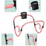 Relaxdays buikspiertrainer, AB-trainer met hoofdkussen, 2 handgrepen, HxBxD: 66 x 71 x 71 cm, voor thuis, roze/zwart