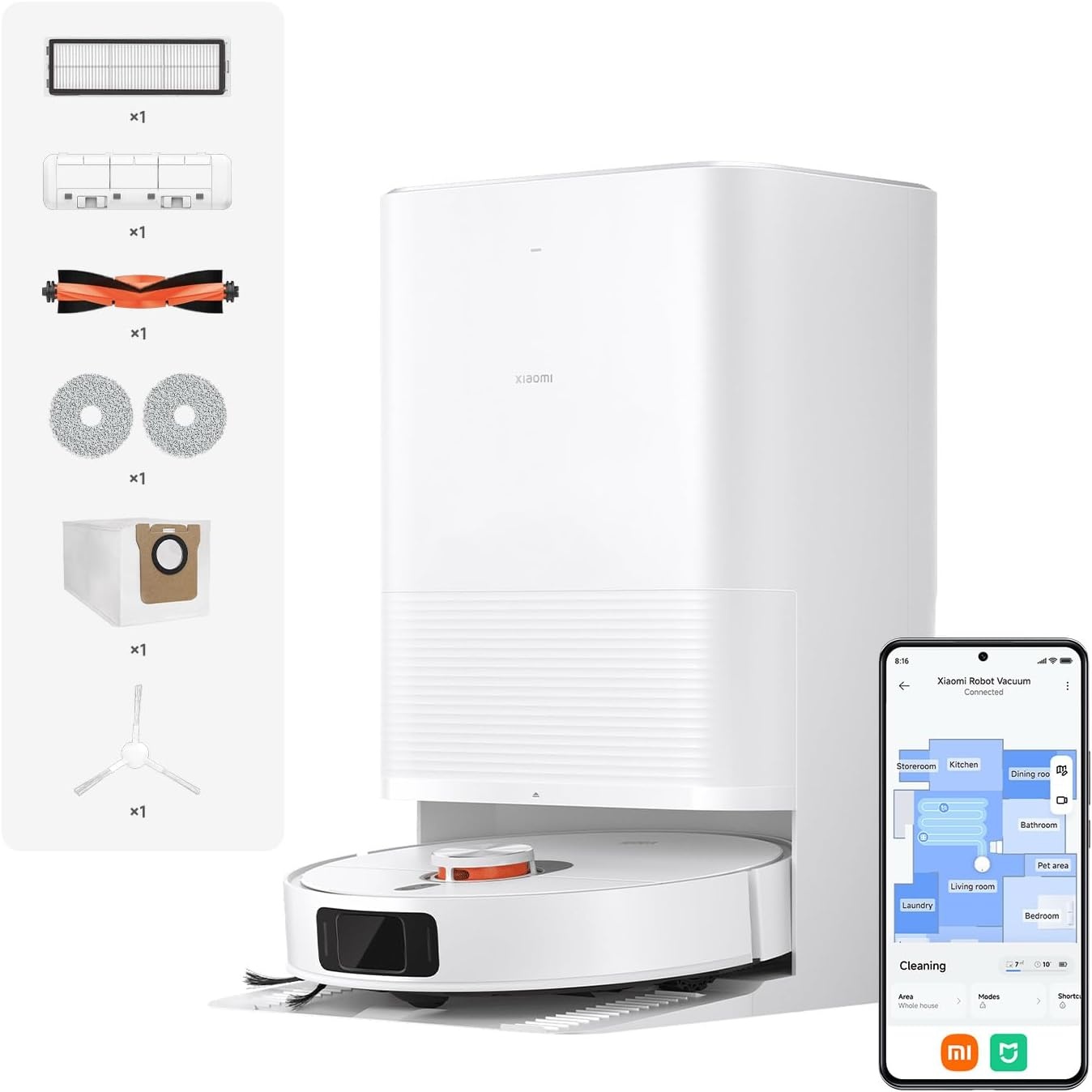 Robotstofzuiger X20 Pro met Dweilfunctie en Automatisch Basisstation