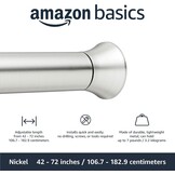 Amazon Basics Verstelbare Douchegordijnroede - Nikkel - 107 tot 185 cm