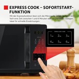 TOSHIBA Multifunctionele magnetron in spiegelend zwart, 20 liter, 800 W, digitale solo-kleine magnetron met 11 vermogensniveaus, 6 automatische programma's, express-kookfunctie, ontdooien