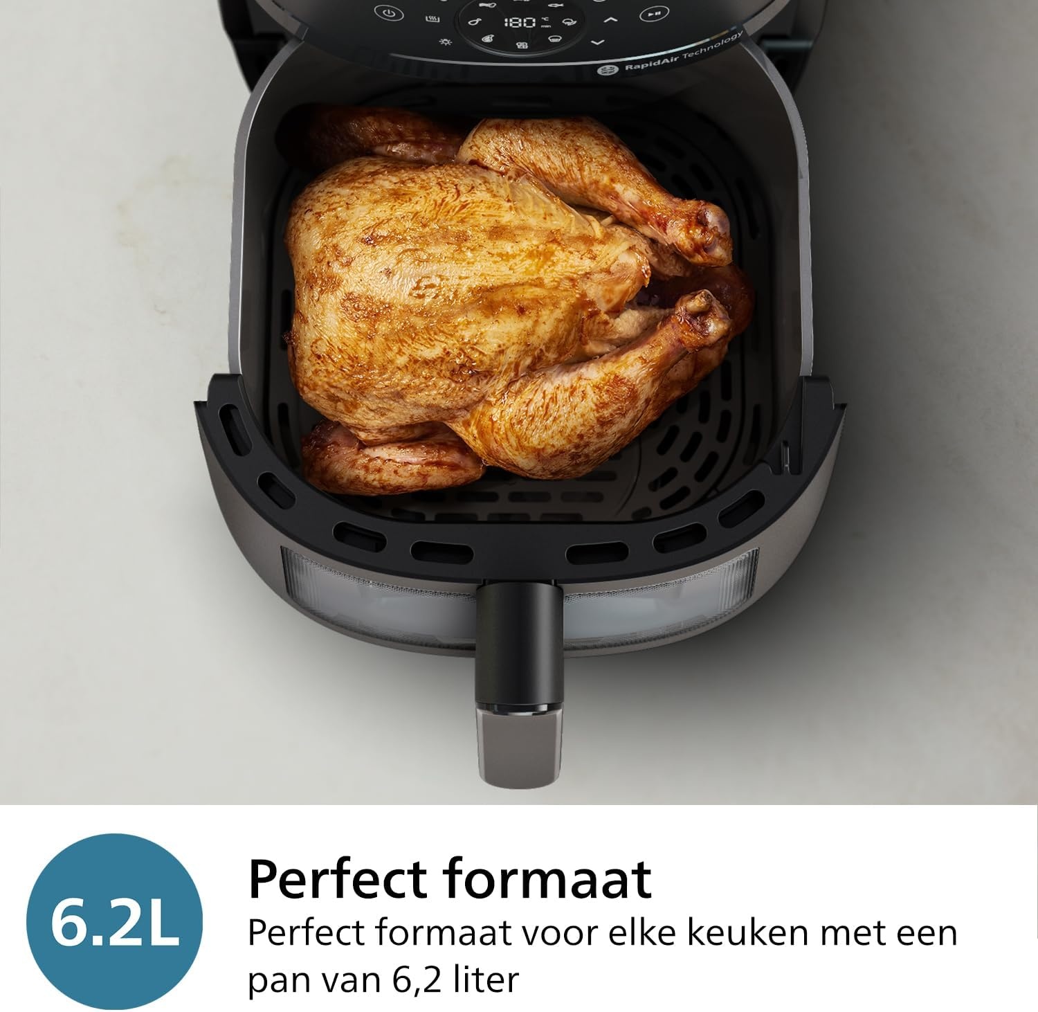 Philips Airfryer 2000 6,2L - RapidAir met kijkvenster - Maat 6.2 L (4-5 Personen)