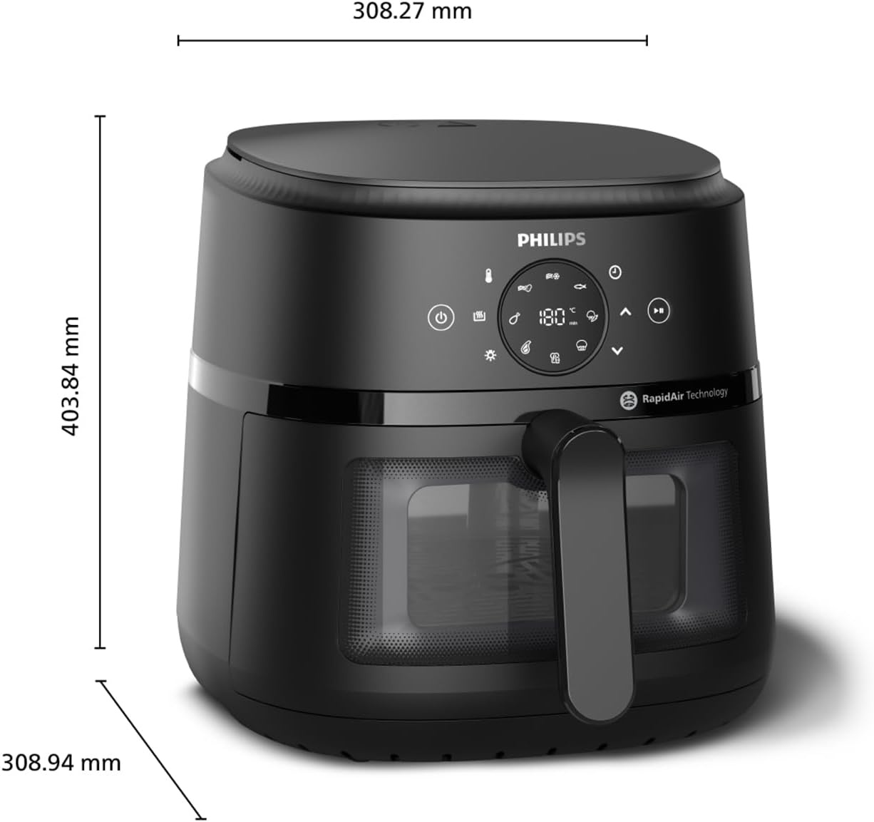 Philips Airfryer 2000 6,2L - RapidAir met kijkvenster - Maat 6.2 L (4-5 Personen)