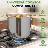 NutriChef 19-Quart Roestvrijstalen Stockpot - 18/8 Voedselveilige Zware Inductie Grote Stoofpot, Simmerpot, Soeppot met Doorzichtig Deksel, Vaatwasmachinebestendig - NutriChef NCSP20 - Maat 18 L