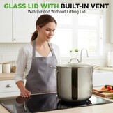 NutriChef 19-Quart Roestvrijstalen Stockpot - 18/8 Voedselveilige Zware Inductie Grote Stoofpot, Simmerpot, Soeppot met Doorzichtig Deksel, Vaatwasmachinebestendig - NutriChef NCSP20 - Maat 18 L