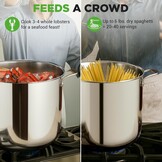 NutriChef 19-Quart Roestvrijstalen Stockpot - 18/8 Voedselveilige Zware Inductie Grote Stoofpot, Simmerpot, Soeppot met Doorzichtig Deksel, Vaatwasmachinebestendig - NutriChef NCSP20 - Maat 18 L