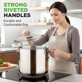 NutriChef 19-Quart Roestvrijstalen Stockpot - 18/8 Voedselveilige Zware Inductie Grote Stoofpot, Simmerpot, Soeppot met Doorzichtig Deksel, Vaatwasmachinebestendig - NutriChef NCSP20 - Maat 18 L