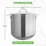 NutriChef 19-Quart Roestvrijstalen Stockpot - 18/8 Voedselveilige Zware Inductie Grote Stoofpot, Simmerpot, Soeppot met Doorzichtig Deksel, Vaatwasmachinebestendig - NutriChef NCSP20 - Maat 18 L