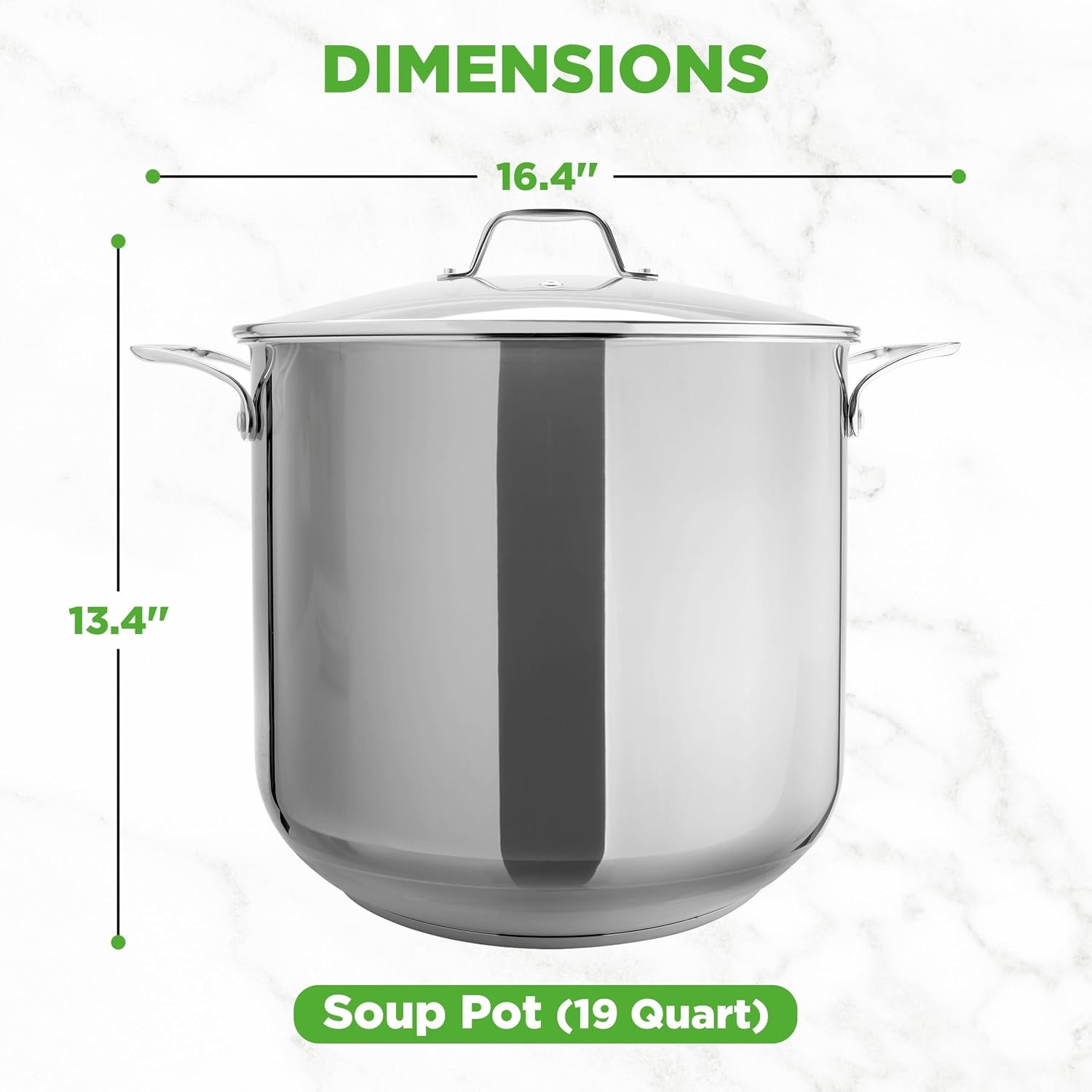 NutriChef 19-Quart Roestvrijstalen Stockpot - 18/8 Voedselveilige Zware Inductie Grote Stoofpot, Simmerpot, Soeppot met Doorzichtig Deksel, Vaatwasmachinebestendig - NutriChef NCSP20 - Maat 18 L