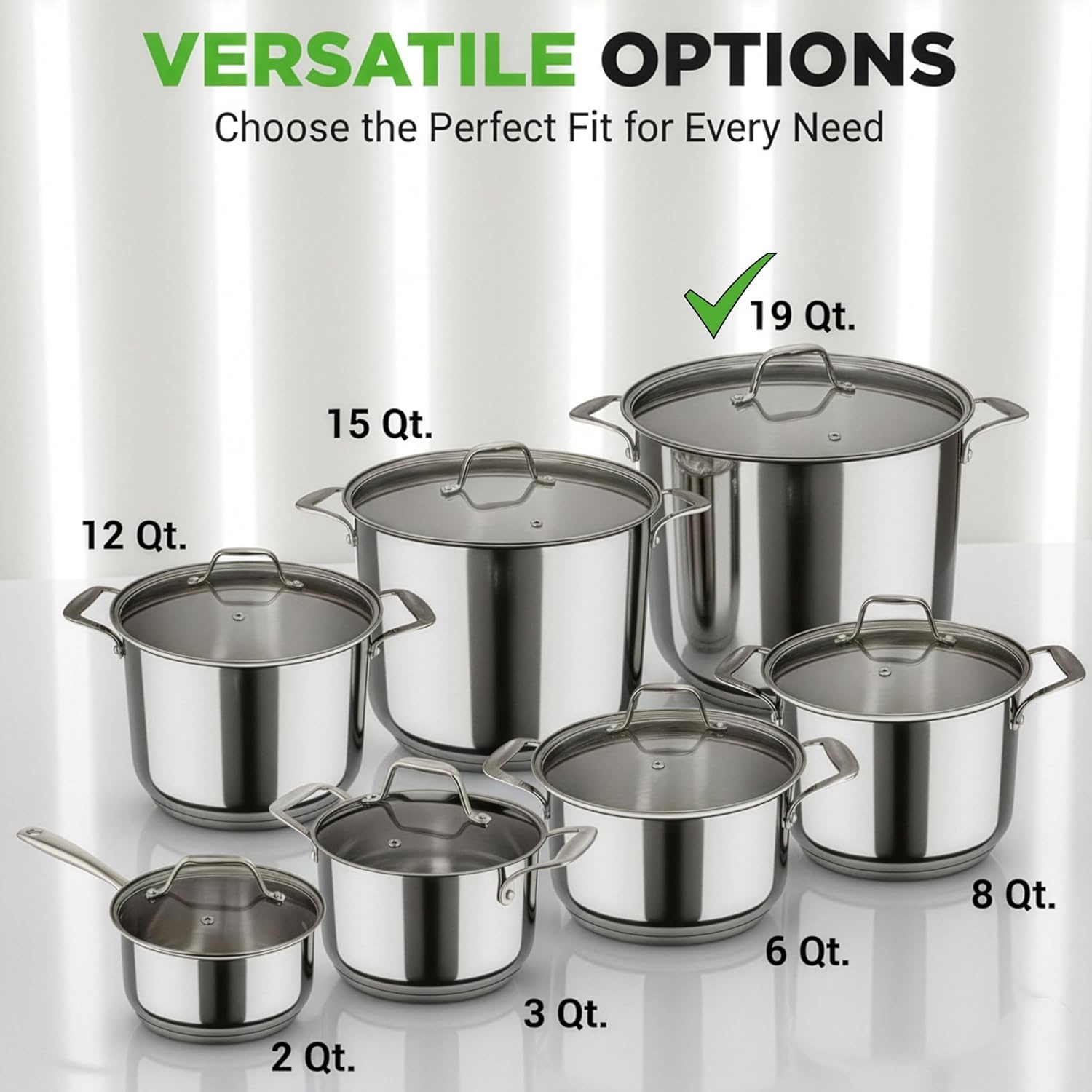 NutriChef 19-Quart Roestvrijstalen Stockpot - 18/8 Voedselveilige Zware Inductie Grote Stoofpot, Simmerpot, Soeppot met Doorzichtig Deksel, Vaatwasmachinebestendig - NutriChef NCSP20 - Maat 18 L