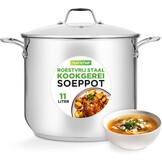 NutriChef 19-Quart Roestvrijstalen Stockpot - 18/8 Voedselveilige Zware Inductie Grote Stoofpot, Simmerpot, Soeppot met Doorzichtig Deksel, Vaatwasmachinebestendig - NutriChef NCSP20 - Maat 18 L