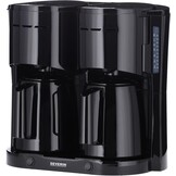 Severin Duo filterkoffiezetapparaat met thermoskan, koffiezetapparaat voor maximaal 16 kopjes, aantrekkelijke filtermachine met 2 thermoskannen, zwart, KA 9315