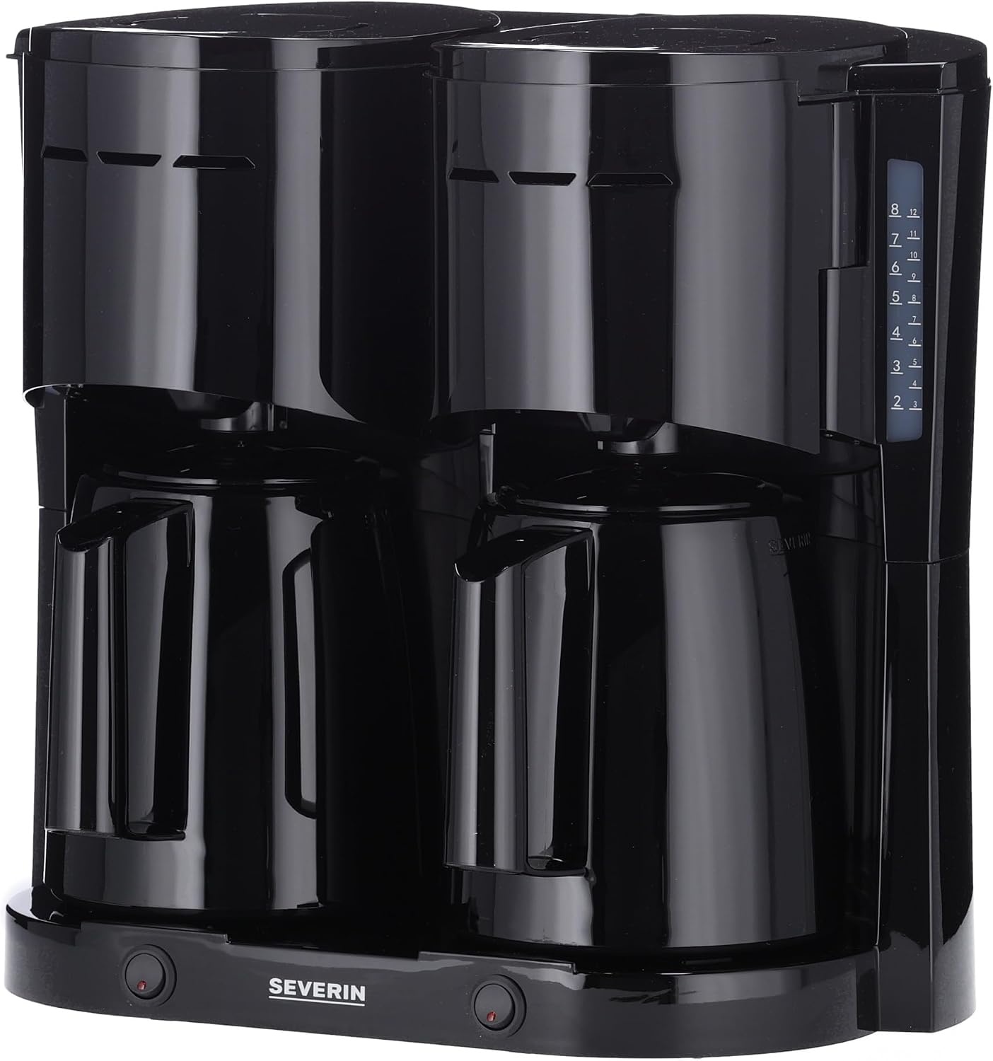 Severin Duo filterkoffiezetapparaat met thermoskan, koffiezetapparaat voor maximaal 16 kopjes, aantrekkelijke filtermachine met 2 thermoskannen, zwart, KA 9315