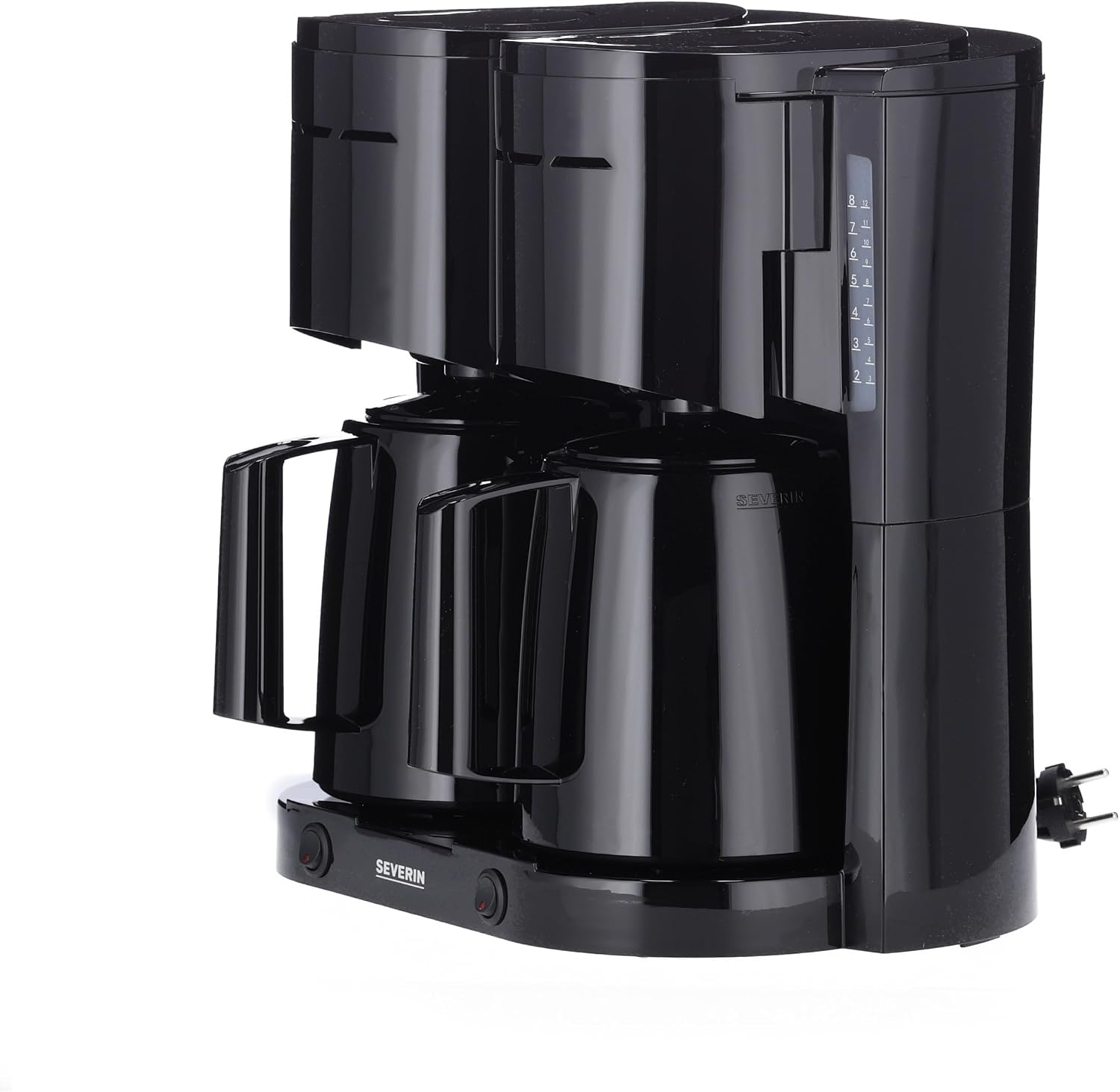 Severin Duo filterkoffiezetapparaat met thermoskan, koffiezetapparaat voor maximaal 16 kopjes, aantrekkelijke filtermachine met 2 thermoskannen, zwart, KA 9315