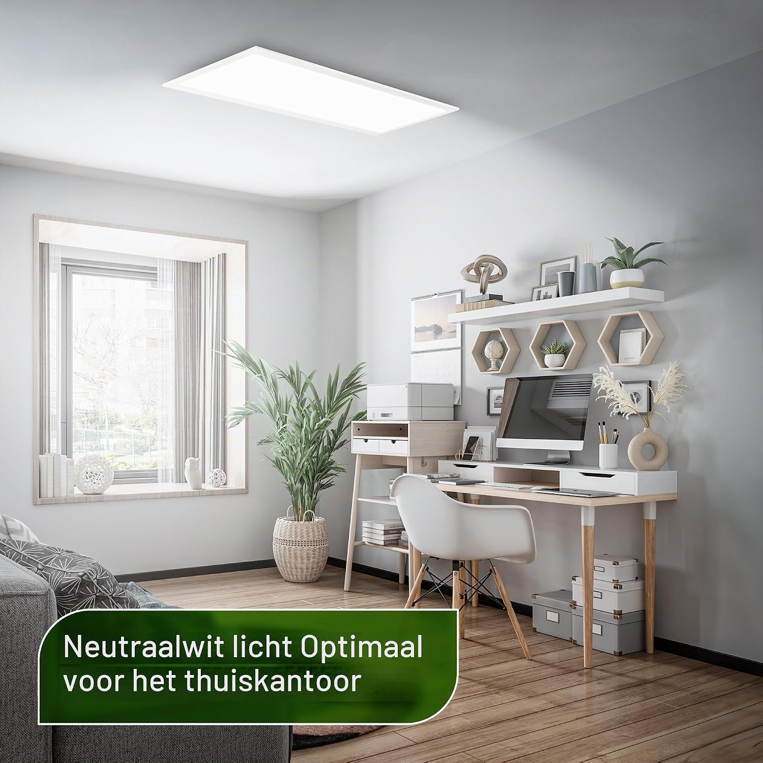 BRILONER - LED paneel, EEK A lichtbron, 12,6W bij 2860lm, afstandsbediening, dimbaar, CCT warm tot koel wit, LED lamp, woonkamerlamp, plafondlamp, ganglamp, 100x25x6 cm, wit