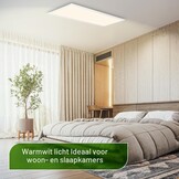 BRILONER - LED paneel, EEK A lichtbron, 12,6W bij 2860lm, afstandsbediening, dimbaar, CCT warm tot koel wit, LED lamp, woonkamerlamp, plafondlamp, ganglamp, 100x25x6 cm, wit