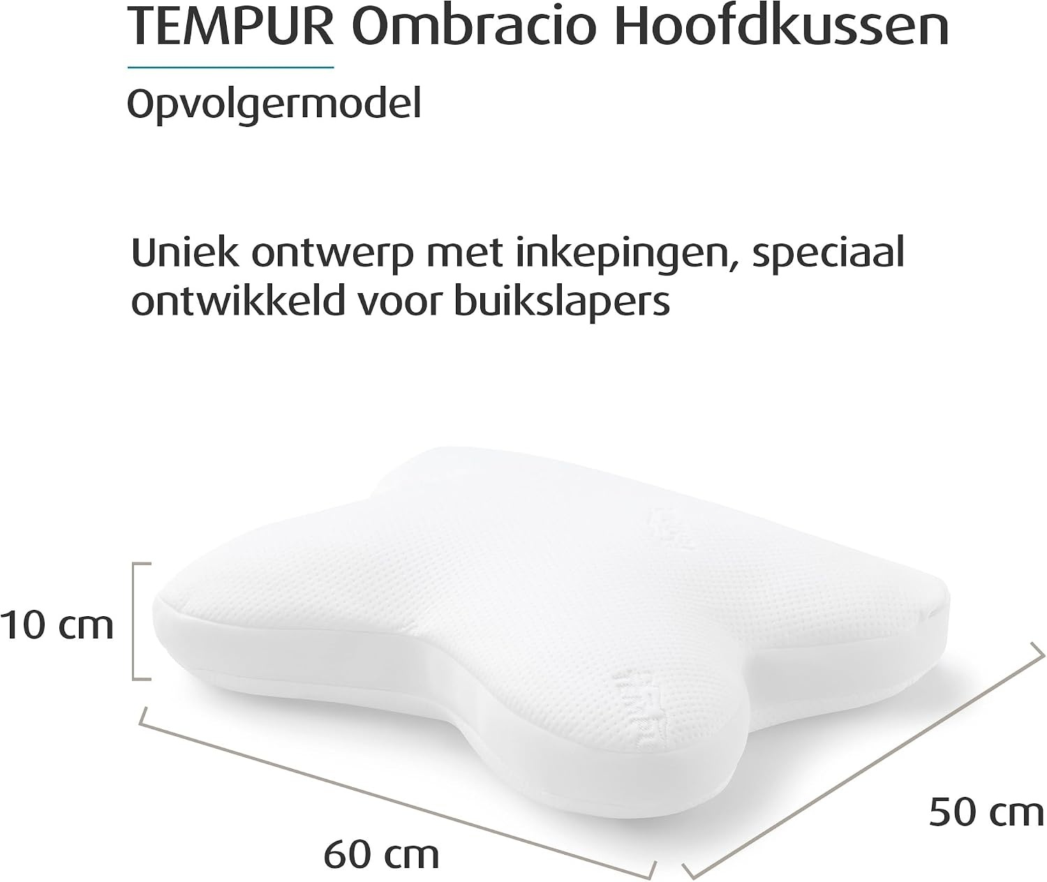 TEMPUR Ombracio Ergonomisch Hoofdkussen - 60 x 50 x 10 cm - Wit