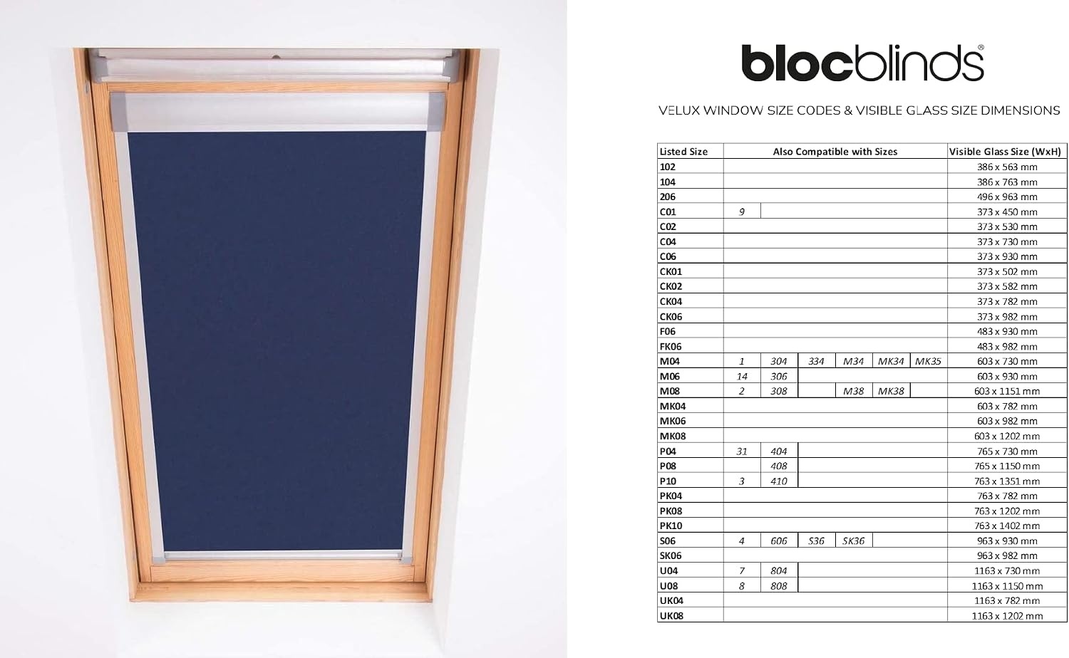 Bloc Verduisterend Dakraam Rolgordijn voor Velux FK06, Navy Blauw, 48 x 98 cm