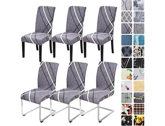 Alishomtll Set van 4/6 rekbare stoelhoezen voor schommelstoelen, afneembaar en wasbaar, bescherming voor eetkamerstoelen, keuken, restaurant, hotel, banket (grijs)